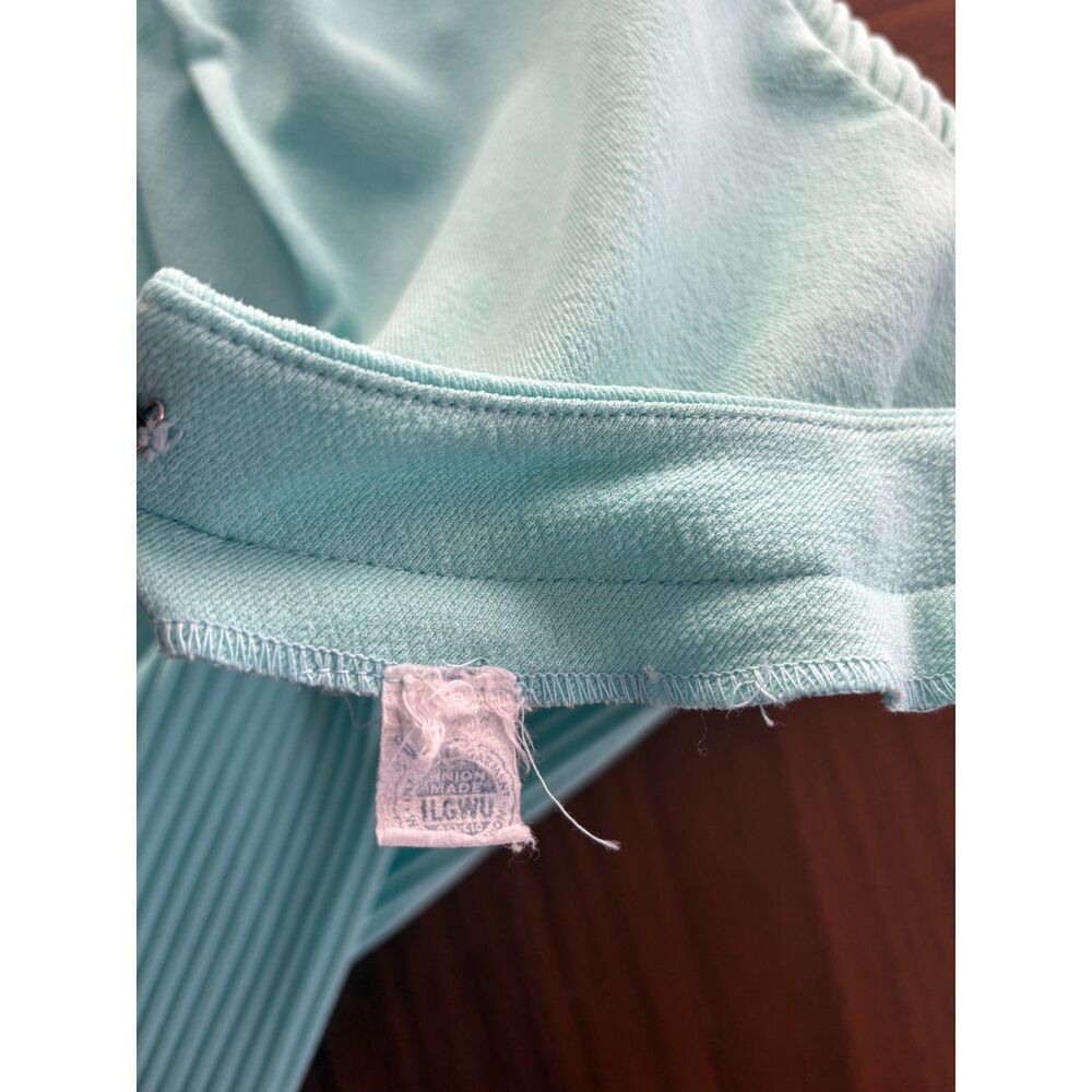 Vintage ILGWU Mod Shift Dress Womens Seafoam Green 3/4 Sleeve Mock Neck Retro - Picture 5 of 5